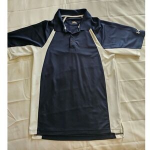 Under Armour Mens M Blue White Heat Gear Short Sleeve Polo Shirt